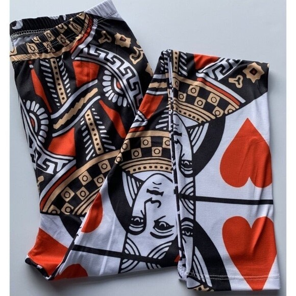 Plus Size‎ Creamy Soft Women Queen Of Heart Fashion Soft Leggings - Picture 6 of 8